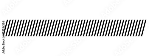 Slash line. Border with diagonal lines. Geometric print for caution tape or barrier. Angle of tilt parallel stripes. Black pattern isolated on white background
