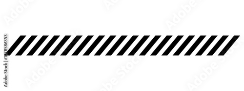 Slash line. Border with diagonal lines. Geometric print for caution tape or barrier. Angle of tilt parallel stripes. Black pattern isolated on white background