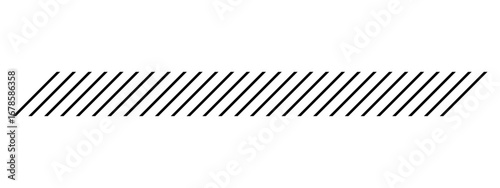 Slash line. Border with diagonal lines. Geometric print for caution tape or barrier. Angle of tilt parallel stripes. Black pattern isolated on white background