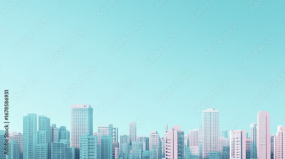 Fototapeta premium City skyline with various buildings under clear sky during daytime