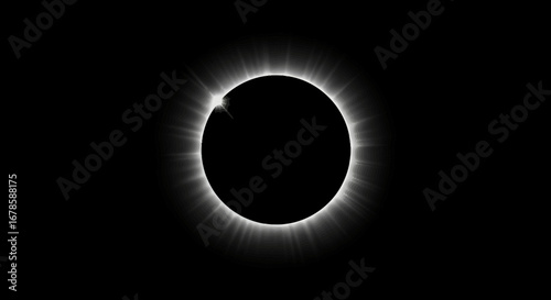 High-resolution vector PNG image depicting a total solar eclipse, showcasing the moon obscuring the sun with a radiant corona effect, ideal for science, astronomy, or space-themed designs.