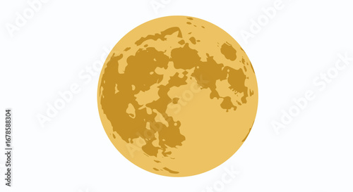 Detailed vector illustration of a full moon with visible craters and texture, isolated on a clean background, perfect for astronomical or decorative designs.