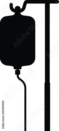 Black medical drip bag on stand health hospital