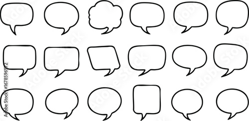 Collection of modern speech bubble outlines for creative communication and design projects