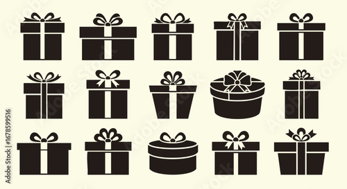 Celebrate any occasion with these stylish gift box icons, perfect for festive designs.