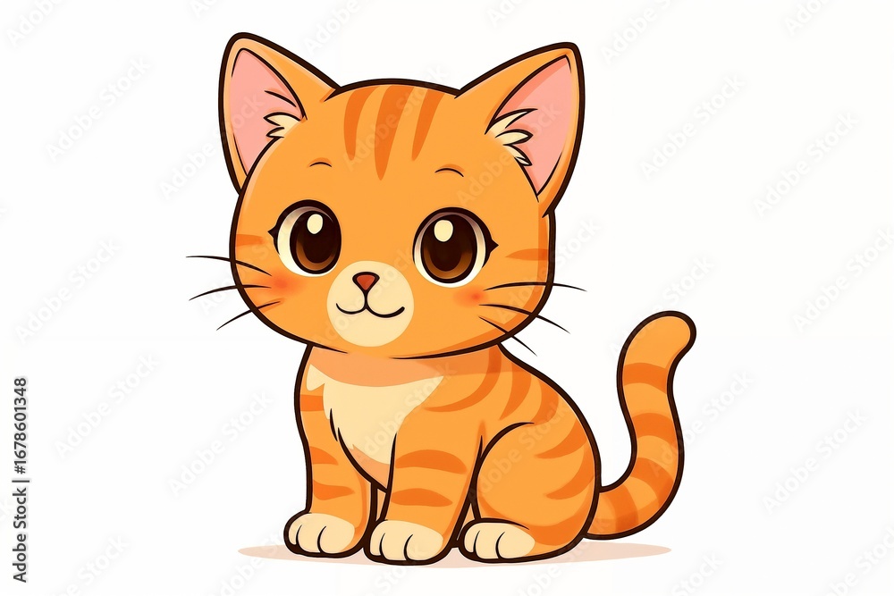 Obraz premium cute little ginger kitten drawn in anime style 