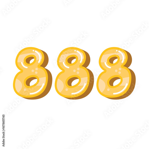 Number 888 vector, number 888 clip art, triple eight cartoon vector image, eight hundred eighty eight, eight eight eight illustration