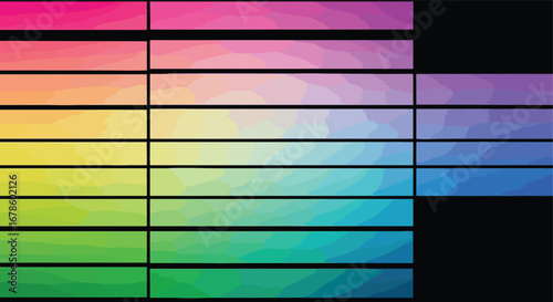 Vibrant gradient color swatches transitioning from pink to blue, perfect for design inspiration