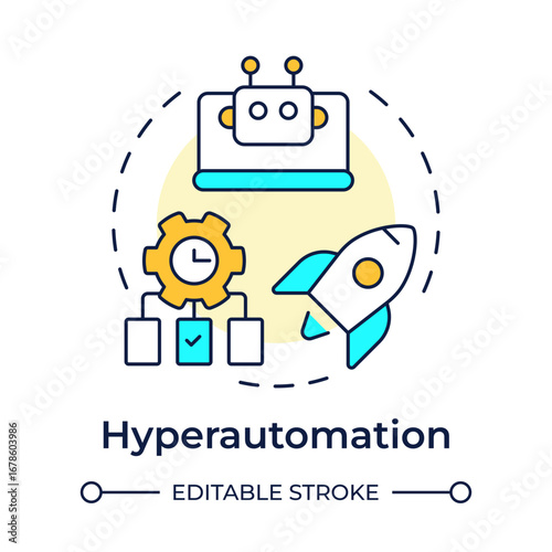 Hyperautomation multi color concept icon. Task management, efficiency growth. Round shape line illustration. Abstract idea. Graphic design. Easy to use in infographic, presentation