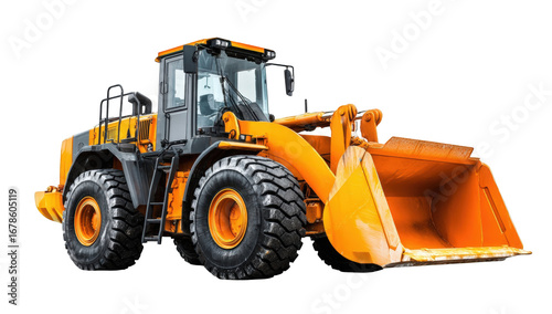 Heavy duty orange construction vehicle