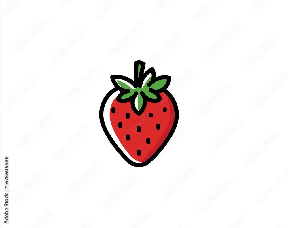Fototapeta premium A simple, flat vector icon of a strawberry, minimalist design with clean bold lines and a white background