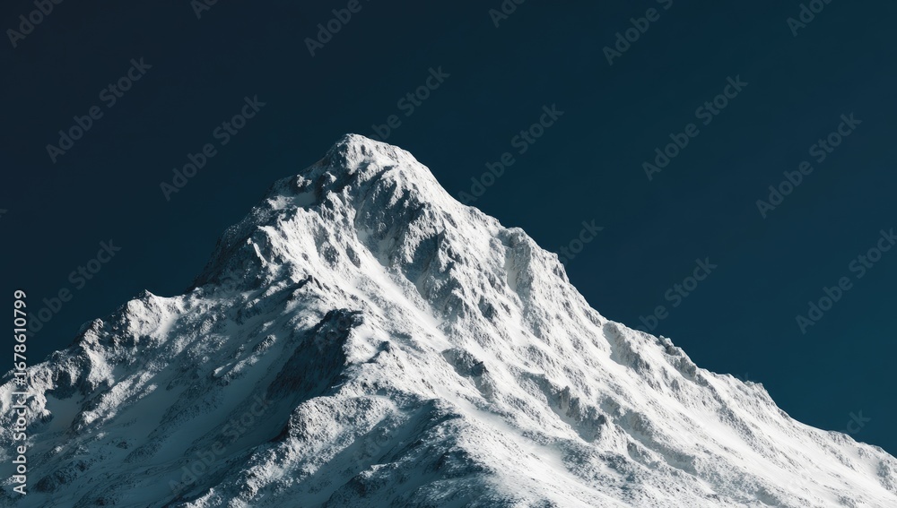 Obraz premium Snowy mountain peak against a dark blue sky