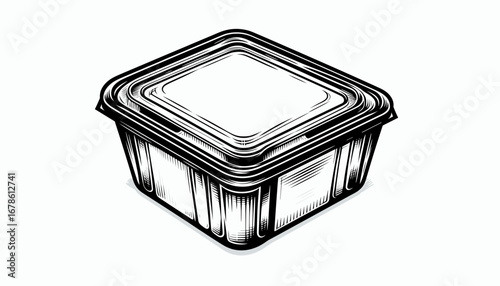 Transparent square food box mockup in minimalist design  
