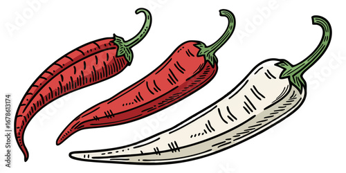 Slices of raw jalapeno pepper. vector illustration