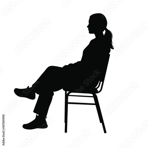 Woman Silhouette Sitting Chair Casual Pose