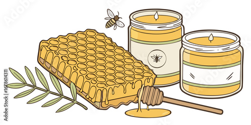 Hand drawn honey jar drawing illustration
