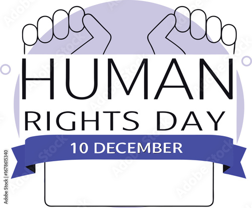 Illustration of human rights day with hands and text
