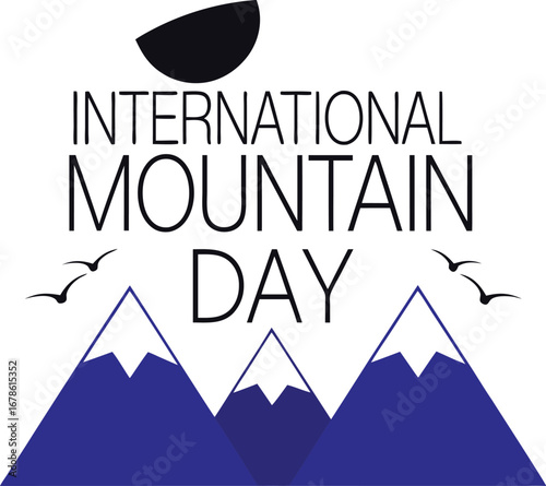 Illustration of international mountain day with mountains and text