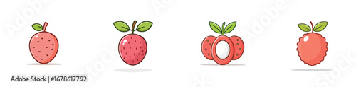 Lychee vector icon collection with clean lines and modern minimal style.