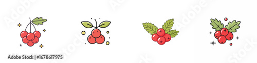 Hawthorn Berry vector icon collection with clean lines and modern minimal style.