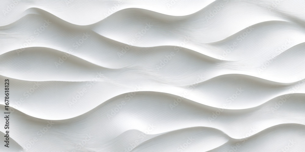 Fototapeta premium A close-up photograph showcases a textured, white surface resembling undulating waves or dunes. The image is predominantly black with the white form dramatically contrasted against it, 