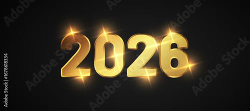 Happy new year 2026. Typography logo design of 2025 new year with golden number