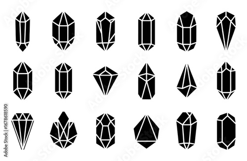 Collection of Geometric Crystal Icons and Symbols