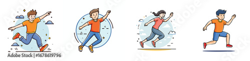 freerunning vector illustration set featuring detailed, colorful design elements.