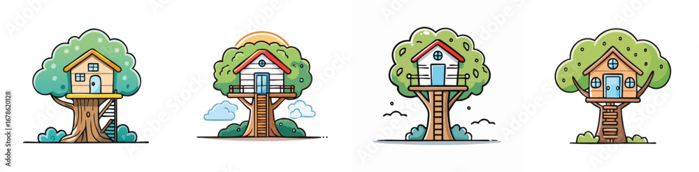 Fototapeta premium treehouse vector pack in contemporary style with balanced composition.