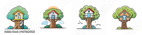 treehouse vector pack in contemporary style with balanced composition.