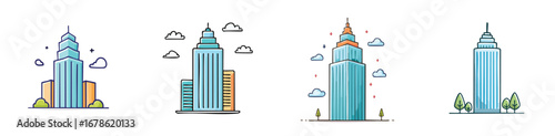 skyscraper vector pack in contemporary style with balanced composition.