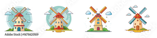 windmill vector pack in contemporary style with balanced composition.