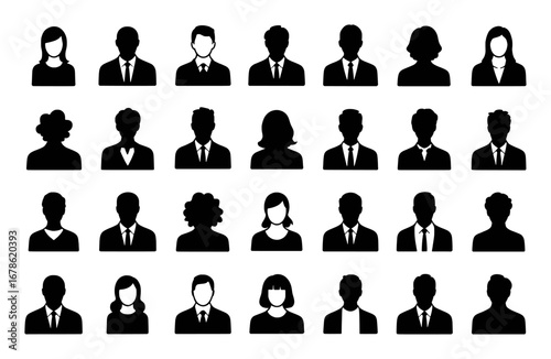 Diverse Business Professional Silhouettes - Male and Female Icons