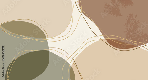 Elegant earthy tones with golden lines create a modern, sophisticated abstract design