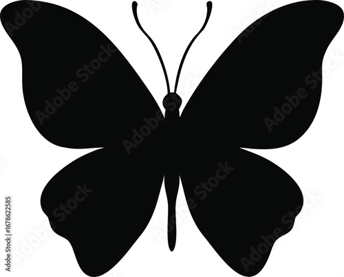 Elegant black butterfly silhouette centered against a clean for nature and beauty designs silhouette