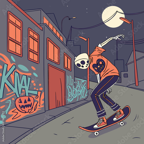 Skateboarder and basketball player street sport illustration in cartoon vector art design t-shirt design