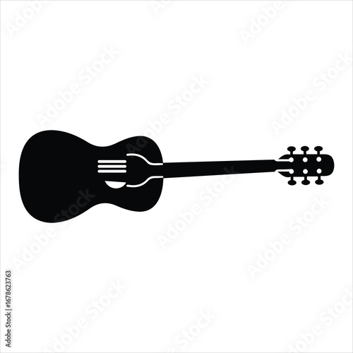 Classic acoustic guitar silhouette simple black music instrument symbol iconic design