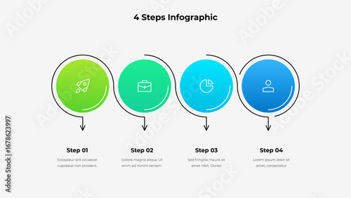 Professional infographic layout presenting four colorful steps with icons and descriptions for clear communication of processes or workflows