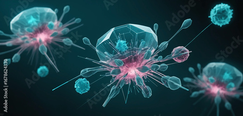 3D Jellyfish-Like Nanobots Attacking Cancer Cells – Futuristic Medical Concept