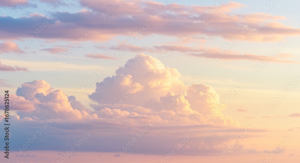 Obraz premium Cloudscape image with soft colors peaceful sunset scenery for design