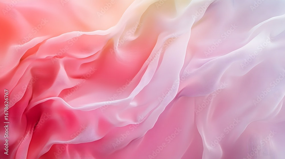 Obraz premium Digital illustration of flowing, layered fabric in shades of pink and white.
