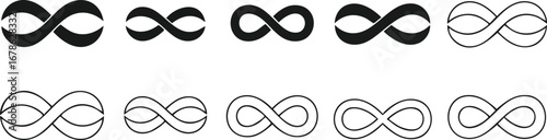 Collection of infinity symbols in various styles, representing endless concepts and ideas.