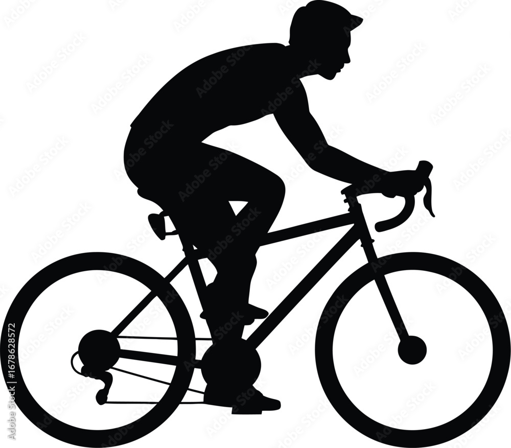 Obraz premium Cyclist in silhouette bicycle black