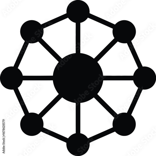 Black circular network diagram connection nodes