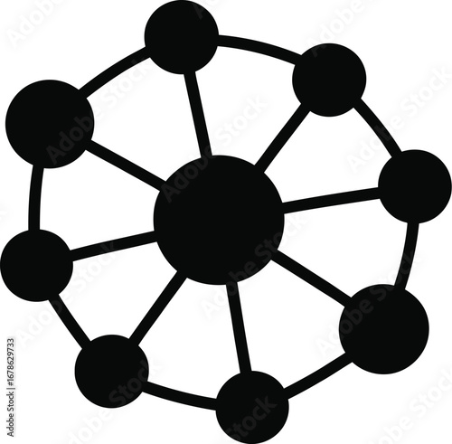Black interconnected nodes and lines network connection