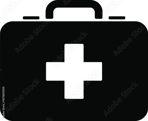 Black first aid kit with white cross medical bag emergency kit