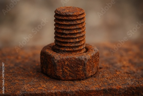 Rusted Bolt on Metal Surface