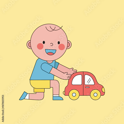 Child Playing with a Toy Car