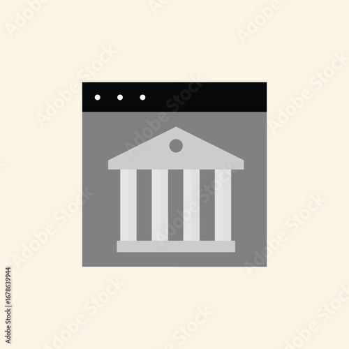 Visit the bank website with this sleek icon of a classic Greek building for financial services online