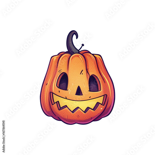 Halloween Cartoon Character with Pumpkin and Spooky Elements
